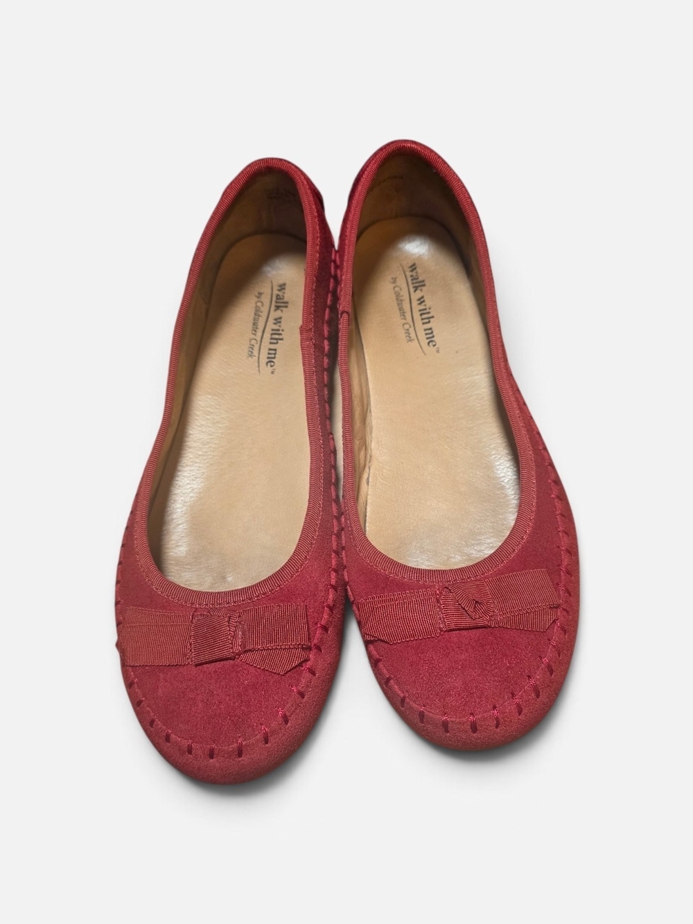 Walk With Me Red Suede Leather Bow Ballet Flats
